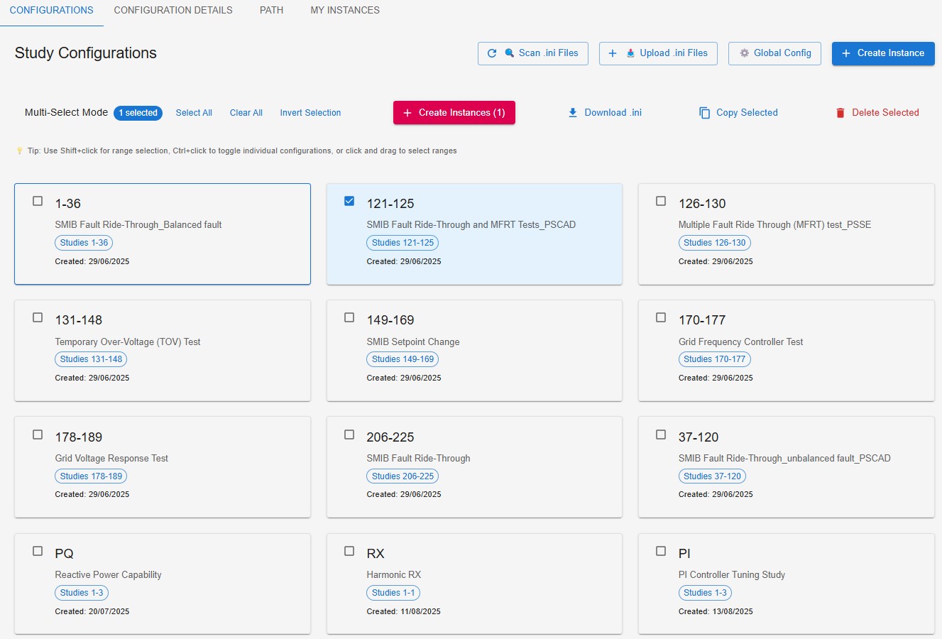 Study Configurations